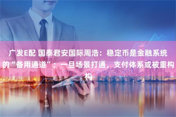 广发E配 国泰君安国际周浩：稳定币是金融系统的“备用通道”；一旦场景打通，支付体系或被重构