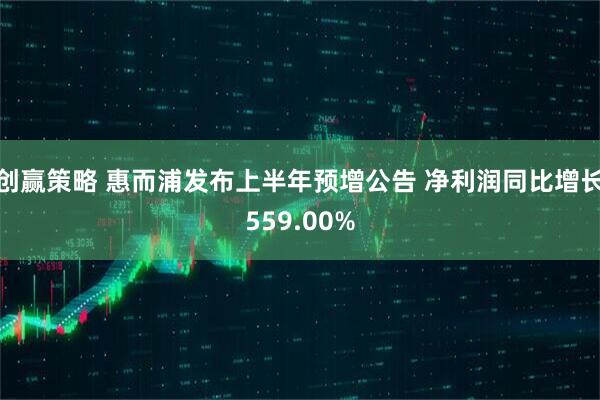 创赢策略 惠而浦发布上半年预增公告 净利润同比增长559.00%